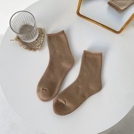 1 Pcs Women Winter Thickened Warm Terry Socks - Brown - Click Image to Close