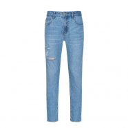 Cotton Cropped Jeans with Destruction Men's Skinny Jeans