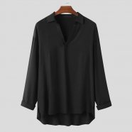 Korean Style Streetwear Casual Long Sleeve Lapel Shirts Man