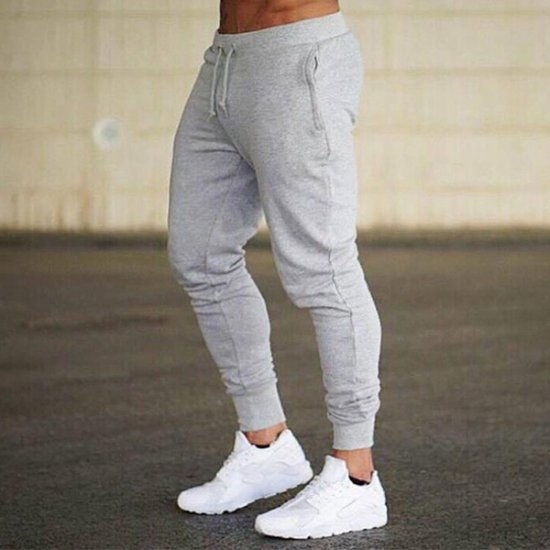 Men Jogging Sweatpants Cotton Slim Fit Pants Bodybuilding Trouser - Click Image to Close