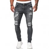 Stretchy Jeans Men Skinny Distressed Biker Slim Jeans