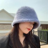 Winter Women's Fashion Rabbit fur Hat Bucket Cap