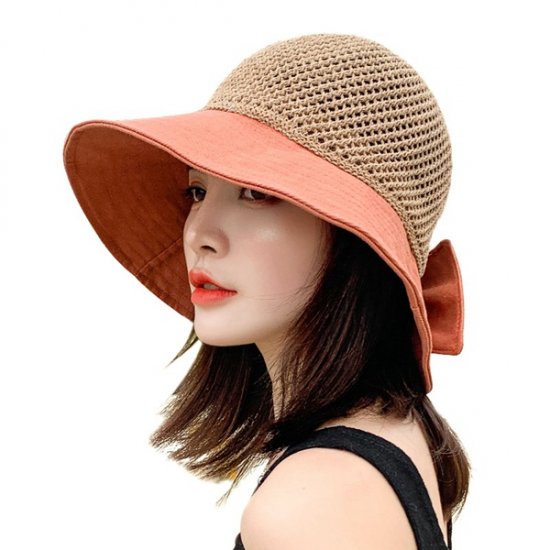 Beach Dome Bucket Hat Hollow Out Visor Bonnet For Women - Click Image to Close