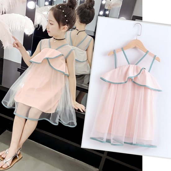 Summer Dresses For Girls Sleeveless Girls Dress Mesh Ruffles - Click Image to Close