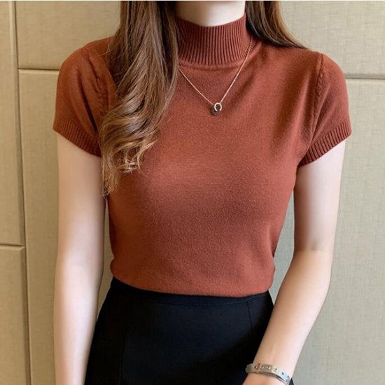 New Summer Fashion Knitt Short-sleeved T-shirt Women - Click Image to Close