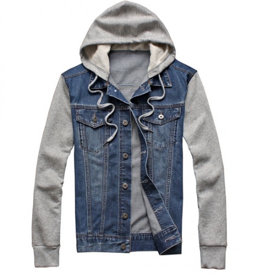 New Denim Jacket Men Hooded Sportswear Outdoors Fashion Jackets - Click Image to Close