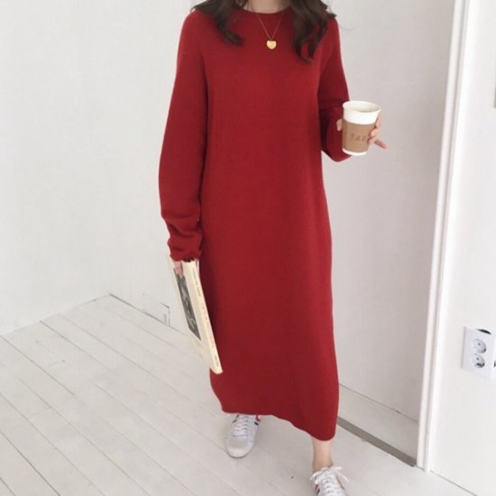 Women Dress Winter Long Sleeve Sweaters Knitted Dresses - Click Image to Close