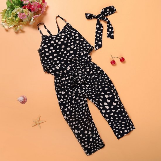 Summer Cotton Sleeveless Polka Dot Strap Girls Jumpsuit Clothes - Click Image to Close